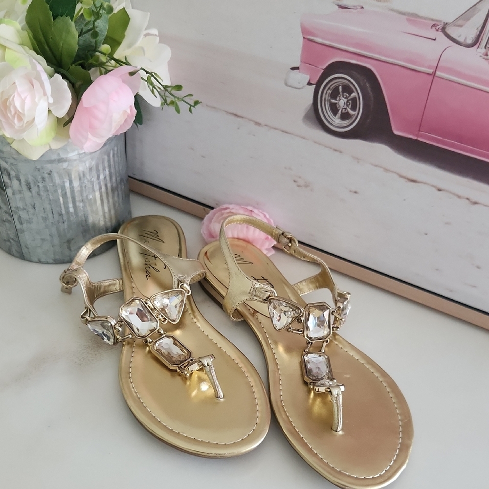 Gold Sandals with Gem Accents